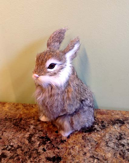 3 Realistic Lifelike Rabbits Fur Furry Animal Figurine Easter Bunnies Photo Prop