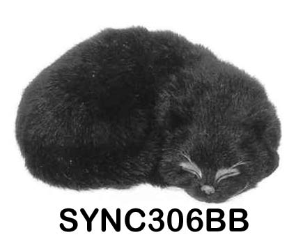 Realistic Cat Lifelike Plush Rabbit Fur Furry Animal Sleeping Synthetic Figurine